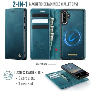 CASEME C49 Peňaženkový kryt 2v1 pre Samsung Galaxy A56 modrý