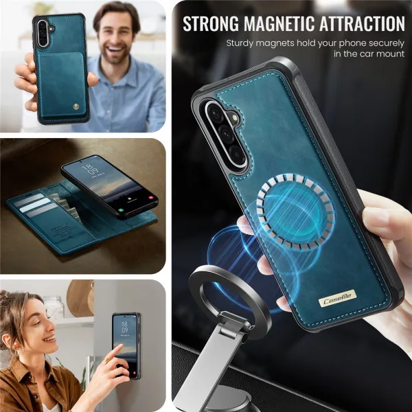 CASEME C49 Peňaženkový kryt 2v1 pre Samsung Galaxy A56 modrý