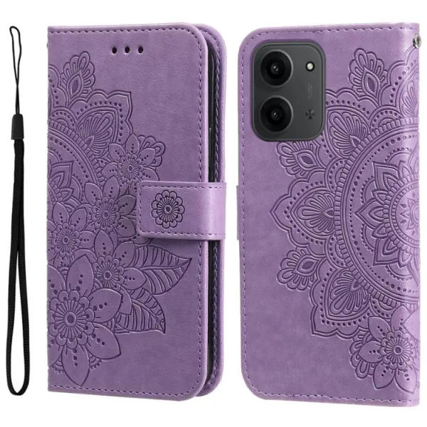 ART MANDALA Peňaženkový obal s remienkom pre Xiaomi Redmi 15C / Redmi 15C 5G fialový