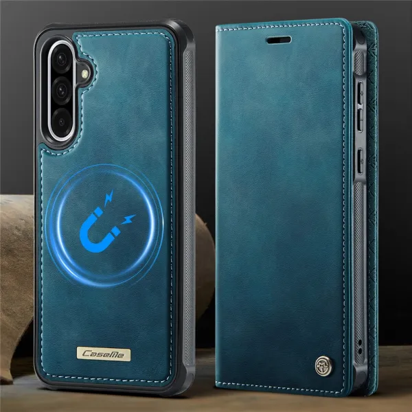 CASEME C49 Peňaženkový kryt 2v1 pre Samsung Galaxy A56 modrý