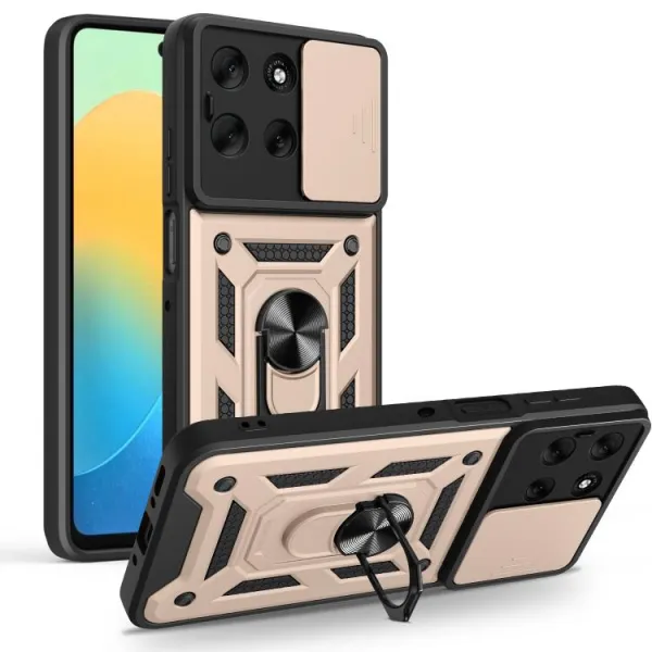 RING CAMERA Kryt s držiakom pre Motorola Moto G56 5G zlatý