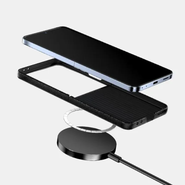 ABEEL RUYI Kožený kryt s MagSafe pre Samsung Galaxy Z Flip7 5G modrý