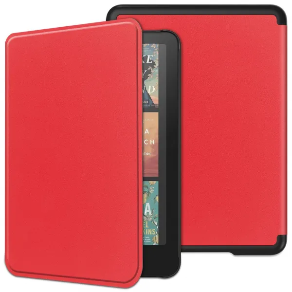 LEATHER Zaklápací kryt pre Amazon Kindle Paperwhite 2024 / Kindle Colorsoft Signature Edition červený