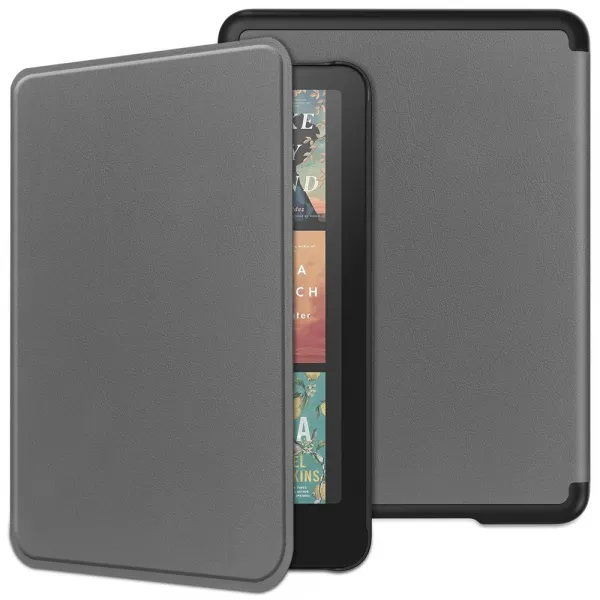 LEATHER Zaklápací kryt pre Amazon Kindle Paperwhite 2024 / Kindle Colorsoft Signature Edition šedý
