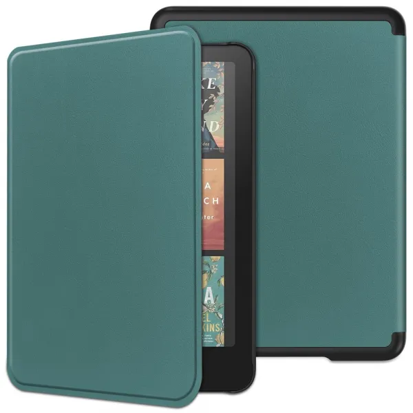 LEATHER Zaklápací kryt pre Amazon Kindle Paperwhite 2024 / Kindle Colorsoft Signature Edition zelený