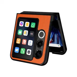 LEATHER Ochranný kryt pre ZTE Nubia Flip 2 5G oranžový
