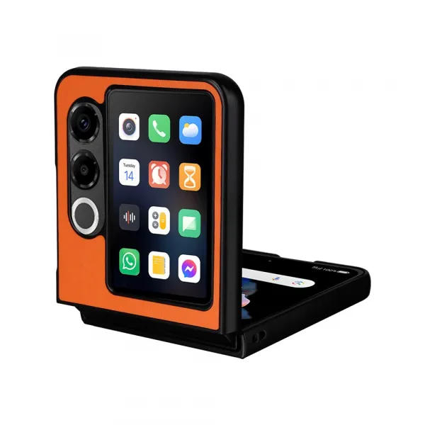 LEATHER Ochranný kryt pre ZTE Nubia Flip 2 5G oranžový