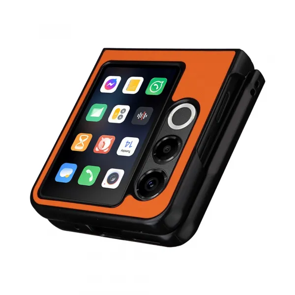 LEATHER Ochranný kryt pre ZTE Nubia Flip 2 5G oranžový