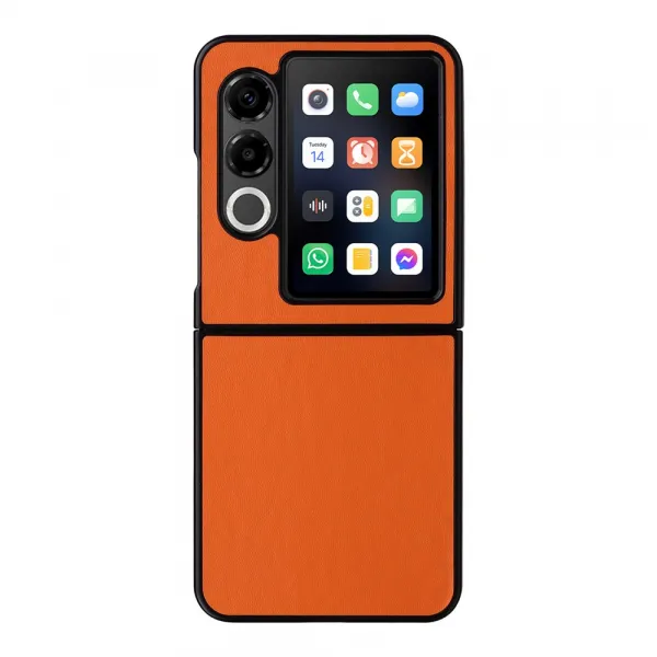 LEATHER Ochranný kryt pre ZTE Nubia Flip 2 5G oranžový