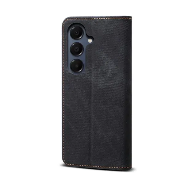 DENIM Peňaženkový kryt pre Samsung Galaxy S25 FE čierny