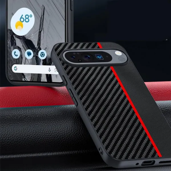 CARBON Ochranný obal pre Google Pixel 10 / Google Pixel 10 Pro BLACK RED