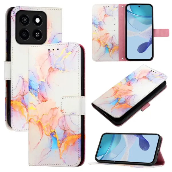 ART MARBLE Peňaženkový kryt pre ZTE Blade A35 WHITE ORANGE