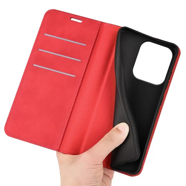 MAGNETIC Zaklápací kryt pre Xiaomi Redmi 15C / Redmi 15C 5G červený