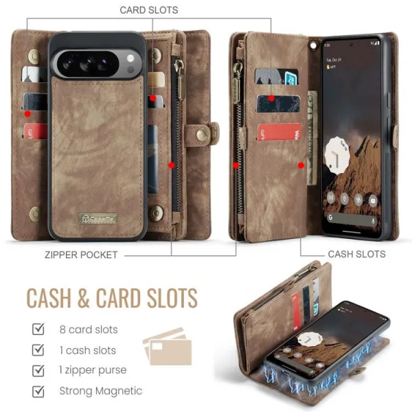 WALLET Ochranný kryt s peňaženkou 2v1 pre Google Pixel 10 Pro XL hnedý