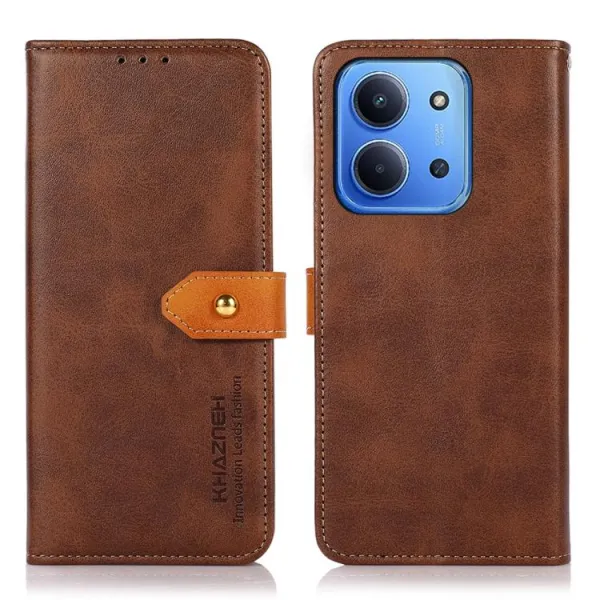KHAZNEH DUAL-COLOR Peňaženkový kryt pre Xiaomi Redmi 15C / Redmi 15C 5G hnedý