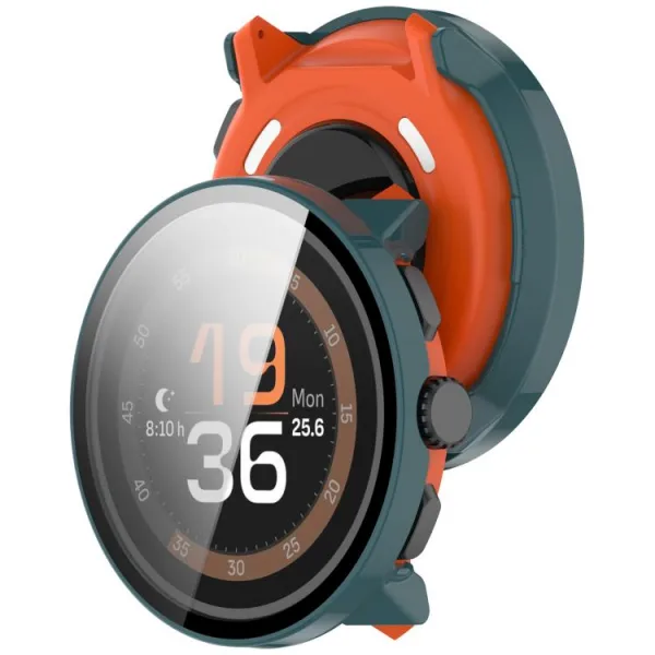 PC FULL COVER Plastový kryt so sklom pre Suunto Run zelený