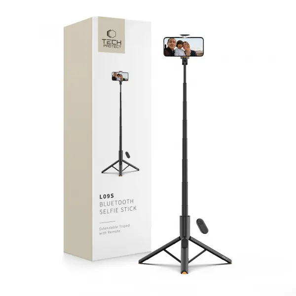 TECH-PROTECT L09S Selfie tyč so statívom BLACK