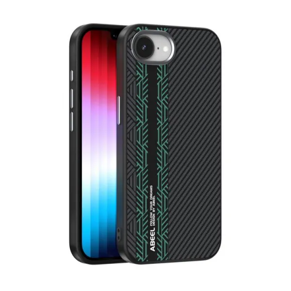 ABEEL RELIEF Ochranný obal pre Apple iPhone 16e / iPhone 17e BLACK-GREEN