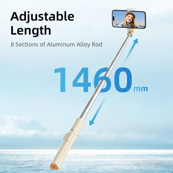 Tech-Protect L09S Bluetooth Selfie tyč so statívom, béžová