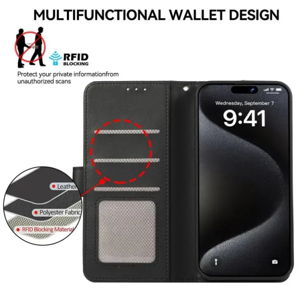 ABEEL DELICATE Peňaženkový obal Xiaomi Redmi 15C / Redmi 15C 5G čierny