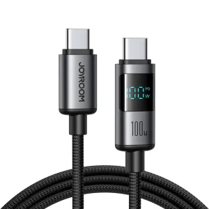 Joyroom S-A16 Pro Prism Series kábel USB-C – USB-C s digitálnym displejom, 100W, 1,2 m, čierny