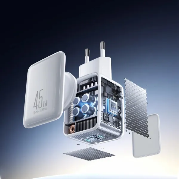 JOYROOM JR-TCL05 45W GaN Sieťová nabíjačka s káblom USB-C biela