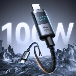 Joyroom S-A16 Pro Prism Series kábel USB-C – USB-C s digitálnym displejom, 100W, 1,2 m, čierny
