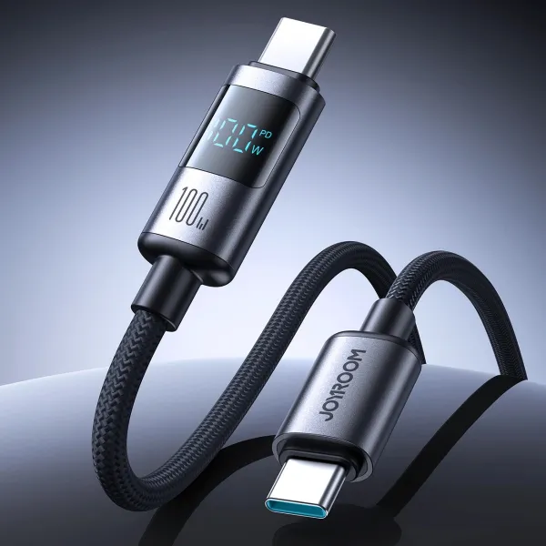 Joyroom S-A16 Pro Prism Series kábel USB-C – USB-C s digitálnym displejom, 100W, 1,2 m, čierny