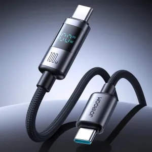 Joyroom S-A16 Pro Prism Series kábel USB-C – USB-C s digitálnym displejom, 100W, 1,2 m, čierny
