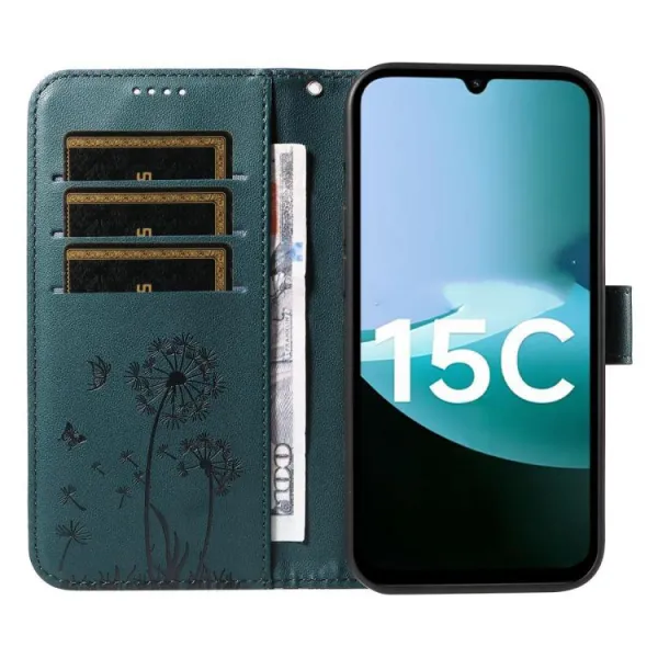 ART DANDELION Peňaženkové puzdro pre Xiaomi Redmi 15C / Redmi 15C 5G tmavozelené