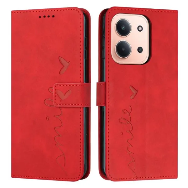 ART SMILE Peňaženkový obal s remienkom pre Xiaomi Redmi 15C / Redmi 15C 5G červený