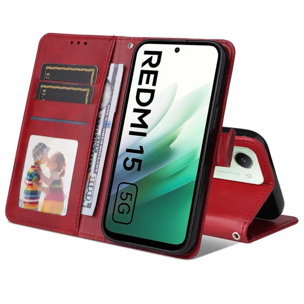 SMOOTH Peňaženkové puzdro pre Xiaomi Redmi 15 / Redmi 15 5G červené