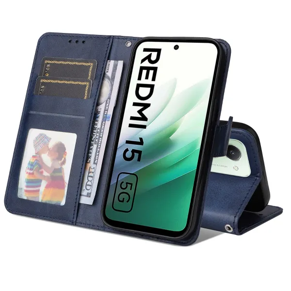 SMOOTH Peňaženkové puzdro pre Xiaomi Redmi 15 / Redmi 15 5G modré