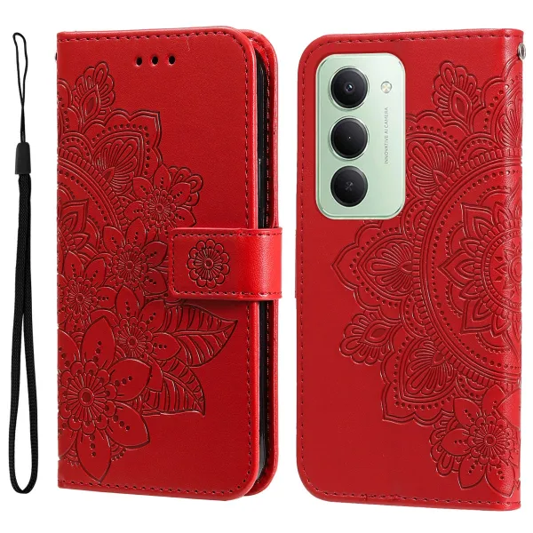 ART MANDALA Peňaženkový obal s remienkom pre Xiaomi Redmi 15 / Redmi 15 5G červený