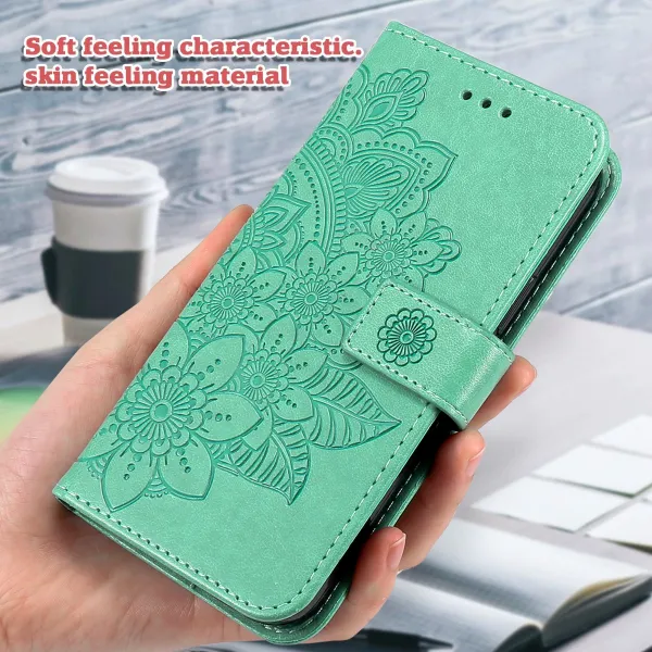ART MANDALA Peňaženkový obal s remienkom pre Xiaomi Redmi 15 / Redmi 15 5G zelený