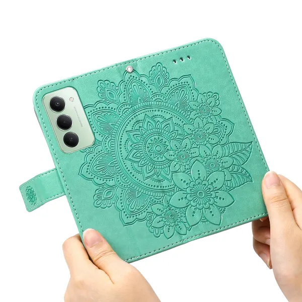 ART MANDALA Peňaženkový obal s remienkom pre Xiaomi Redmi 15 / Redmi 15 5G zelený
