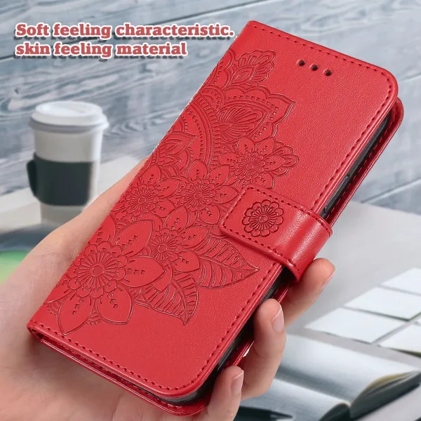 ART MANDALA Peňaženkový obal s remienkom pre Xiaomi Redmi 15 / Redmi 15 5G červený