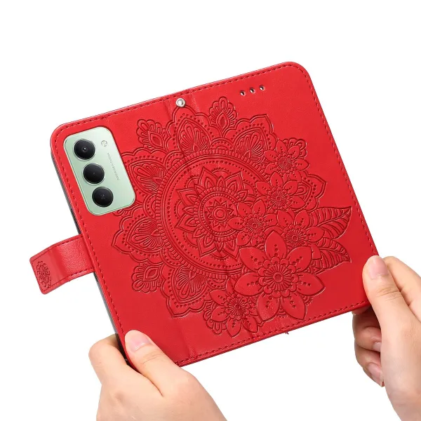 ART MANDALA Peňaženkový obal s remienkom pre Xiaomi Redmi 15 / Redmi 15 5G červený