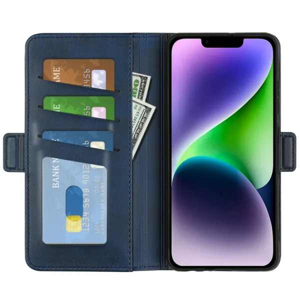 SIDE Peňaženkové puzdro pre Apple iPhone 15 Plus modré