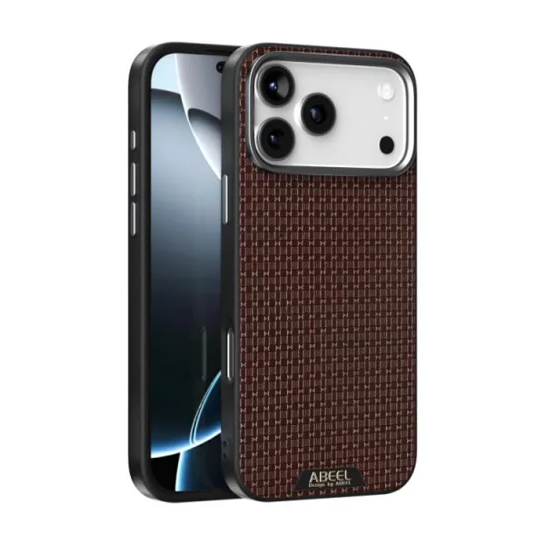 ABEEL RUYI Kožený kryt s MagSafe pre Apple iPhone 17 Pro Max hnedý