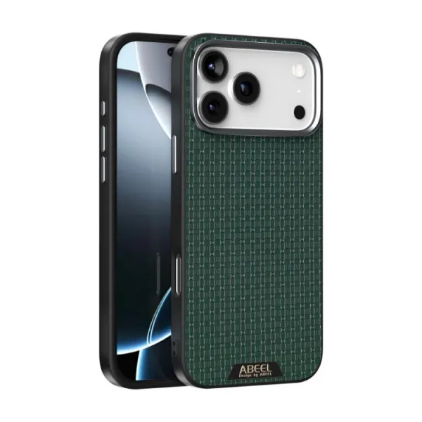 ABEEL RUYI Kožený kryt s MagSafe pre Apple iPhone 17 Pro Max zelený