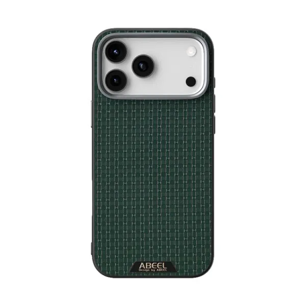 ABEEL RUYI Kožený kryt s MagSafe pre Apple iPhone 17 Pro Max zelený