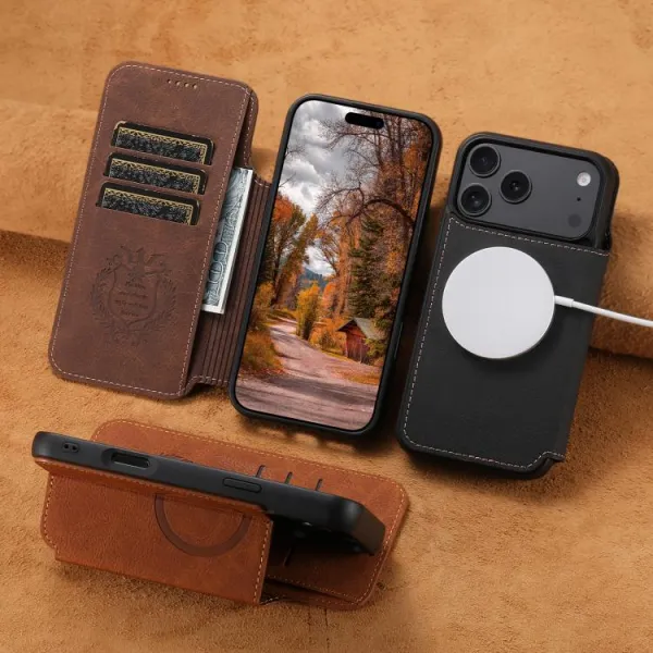 SUTENI RETRO Zaklápacie puzdro s MagSafe pre Apple iPhone Air čierny