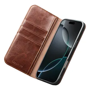 QIALINO Kožený obal pre Apple iPhone 17 hnedý
