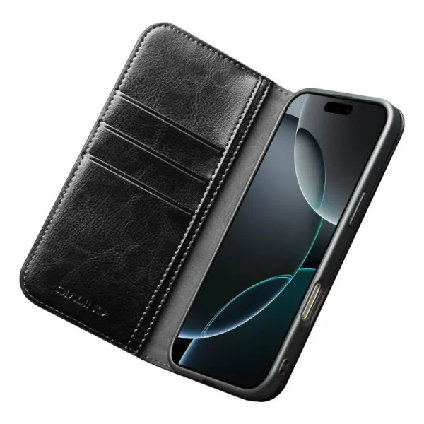 QIALINO Kožený obal pre Apple iPhone 17 Pro čierny