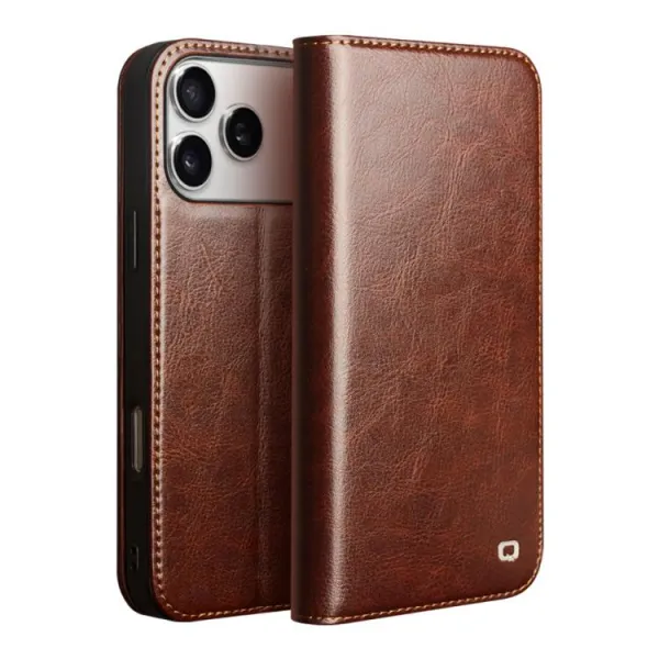 QIALINO Kožený obal pre Apple iPhone 17 Pro Max hnedý