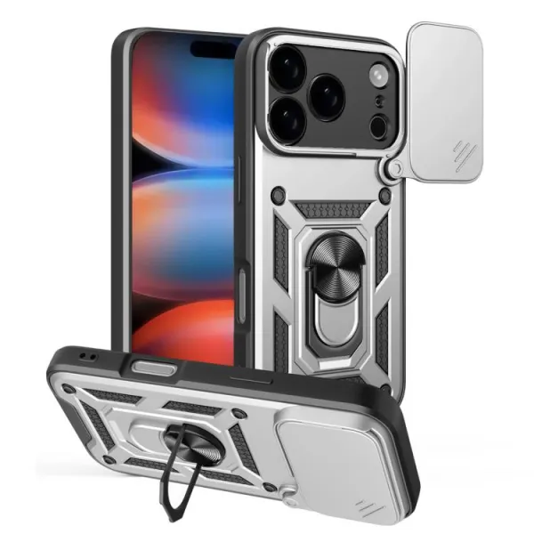 RING CAMERA Kryt s držiakom pre Apple iPhone 17 Pro strieborný