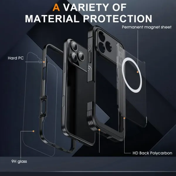 DUAL MAGSAFE Obojstranný ochranný kryt pre Apple iPhone 17 Pro čierny
