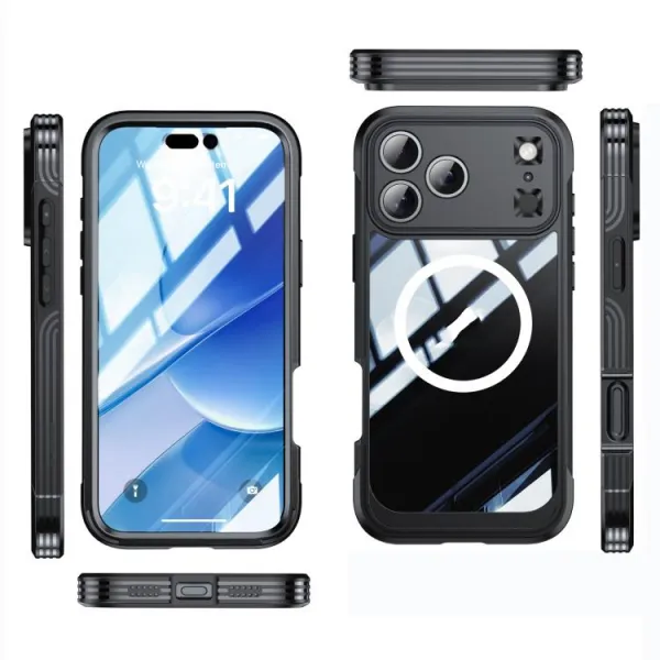 DUAL MAGSAFE Obojstranný ochranný kryt pre Apple iPhone 17 Pro čierny