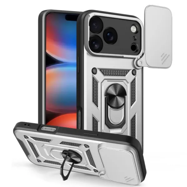 RING CAMERA Kryt s držiakom pre Apple iPhone 17 Pro Max strieborný